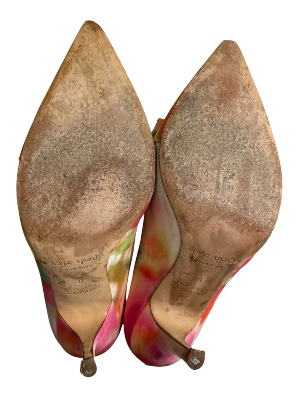 Kate Spade New York Printed Bow Accent. Multicolor Watercolor Pointed-Toe Pumps
